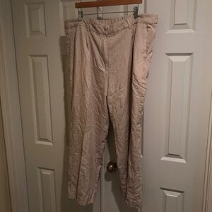 Tan linen blend pants
